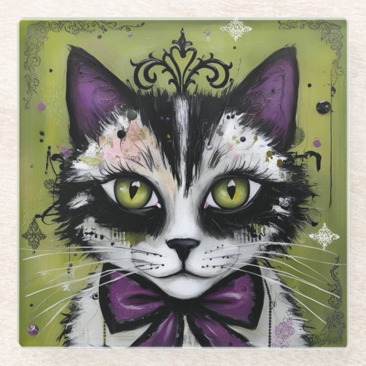 Goth-Katze Glasuntersetzer (Vorderseite)