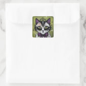 Goth-Katze Quadratischer Aufkleber (Tasche)