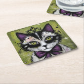Goth-Katze Rechteckiger Pappuntersetzer (angewinkelt)