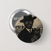 Goth Katze Vincent Van Gogh Schwarze Katzen Button (Vorne & Hinten)