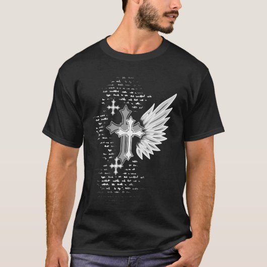 Goth Kreuz Mit Flügeln Alt Emo Grunge T-Shirt (Vorderseite)