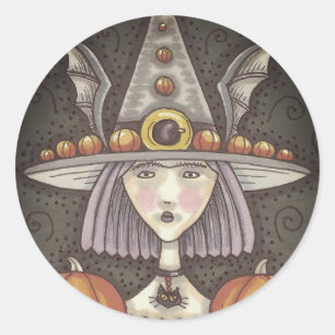 GOTH-KÜRBIS HEXE HALLOWEEN-STICKER BOGEN Herz Runder Aufkleber