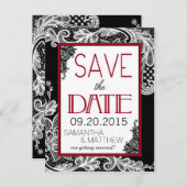 Goth Lace Save the Date Ankündigungspostkarte (Vorne/Hinten)
