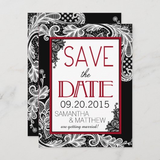 Goth Lace Save the Date Ankündigungspostkarte (Vorne/Hinten)