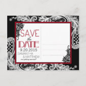 Goth Lace Save the Date Ankündigungspostkarte (Rückseite)