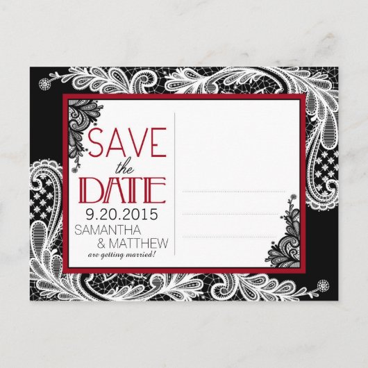 Goth Lace Save the Date Ankündigungspostkarte (Rückseite)
