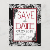 Goth Lace Save the Date Ankündigungspostkarte (Vorderseite)