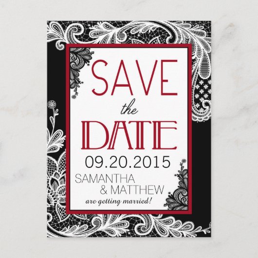 Goth Lace Save the Date Ankündigungspostkarte (Vorderseite)