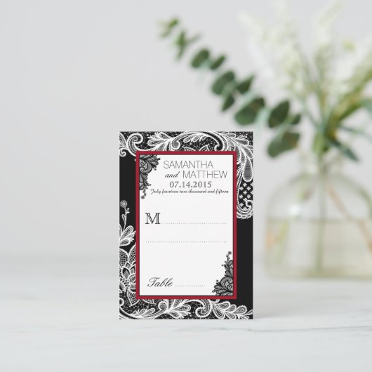 Goth Lace Wedding Platzkarten (Stehend Vorderseite)