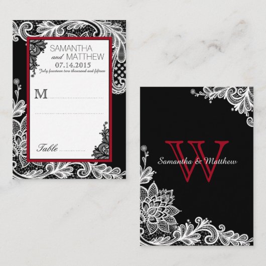 Goth Lace Wedding Platzkarten (Vorne/Hinten)