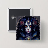 Goth Lady Gothic Fantasy Art Button (Vorne & Hinten)