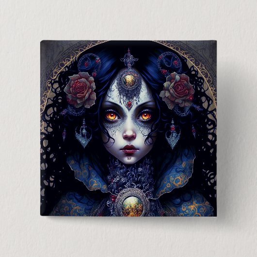 Goth Lady Gothic Fantasy Art Button (Vorderseite)