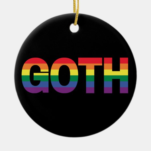 Goth LGBTQ+ Regenbogen Keramik Ornament (Vorne)