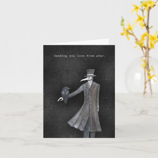 Goth Liebe Plague Doctor mit Raven Valentines Karte (Gelbe Blume)