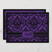 Goth Lila Black Damask Wedding Envelope Einladung (Vorne/Hinten)