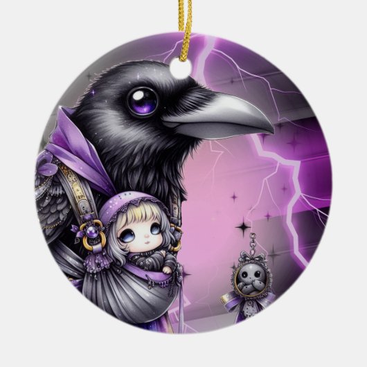 Goth Lila Black Halloween Event Baby Dusche Keramik Ornament (Vorne)