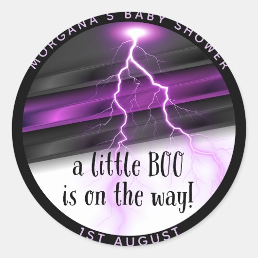 Goth Lila Black Halloween Event Baby Dusche Runder Aufkleber (Vorderseite)