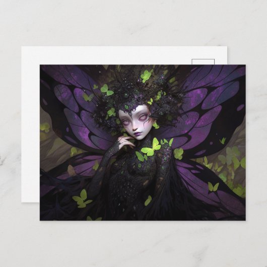 Goth Lila Fairy Girl Fantasy Kunst, Dichtung und M Postkarte (Vorne/Hinten)