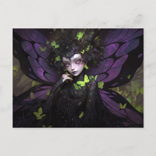 Goth Lila Fairy Girl Fantasy Kunst, Dichtung und M Postkarte (Vorderseite)