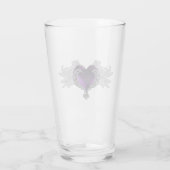 Goth Lila Heart mit Angel Wings Glass Cup Glas (Rückseite)