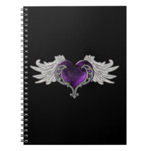 Goth Lila Heart mit Angel Wings Notebook Notizblock