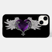 Goth Lila Heart with Angel Wings Case-Mate iPhone Hülle (Rückseite (Horizontal))