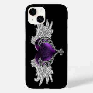 Goth Lila Heart with Angel Wings Case-Mate iPhone Hülle