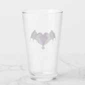 Goth Lila Heart with Bat Wings Glass Cup Glas (Rückseite)