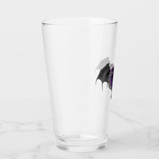 Goth Lila Heart with Bat Wings Glass Cup Glas (Rechts)