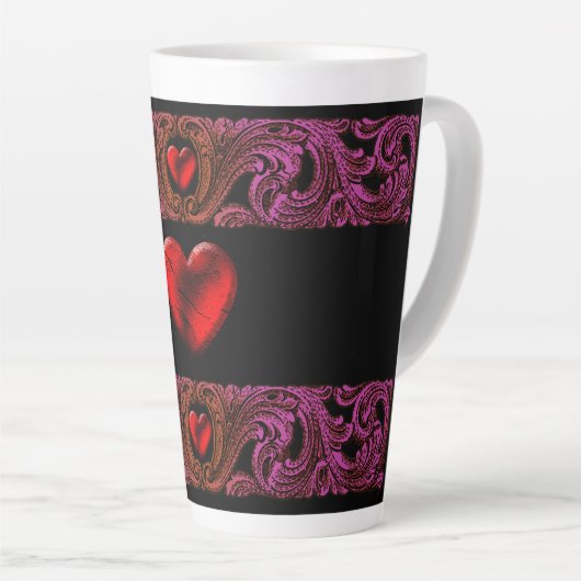Goth Lila Ornament mit Herz Milchtasse (Rechte Ecke)