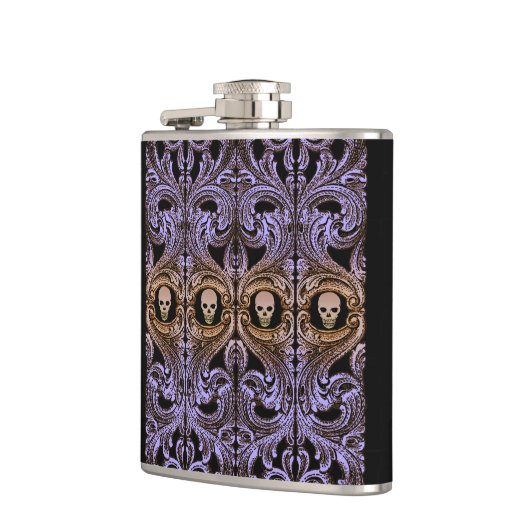 Goth Lila Ornament mit Skull Flachmann (Links)