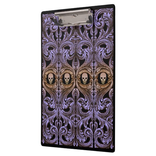 Goth Lila Ornament mit Skull Klemmbrett (Links)