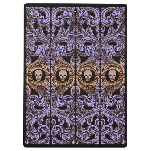 Goth Lila Ornament mit Skull Klemmbrett (Rückseite)