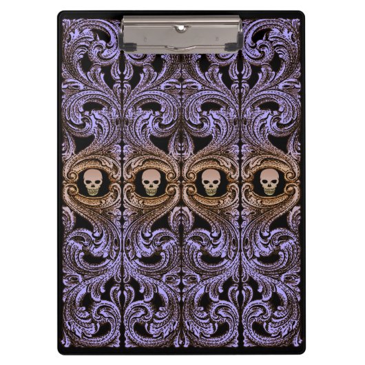 Goth Lila Ornament mit Skull Klemmbrett (Vorderseite)