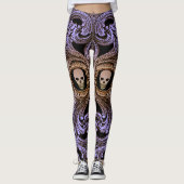 Goth Lila Ornament mit Skull Leggings (Vorderseite)