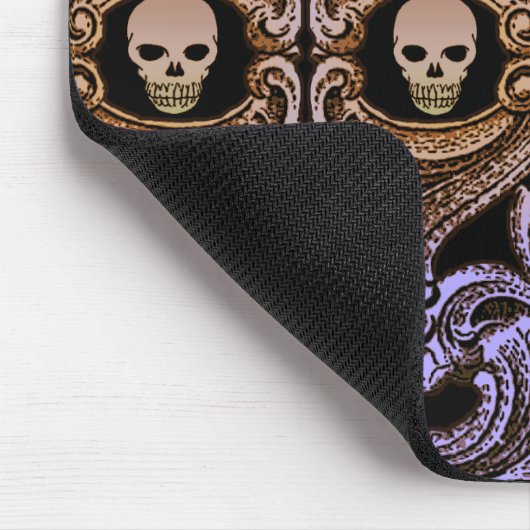 Goth Lila Ornament mit Skull Mousepad (Ecke)