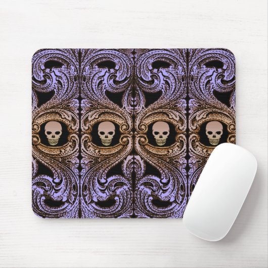 Goth Lila Ornament mit Skull Mousepad (Mit Mouse)