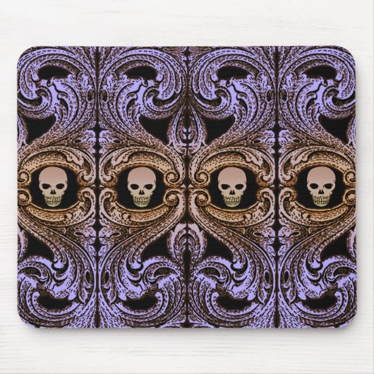 Goth Lila Ornament mit Skull Mousepad (Vorne)