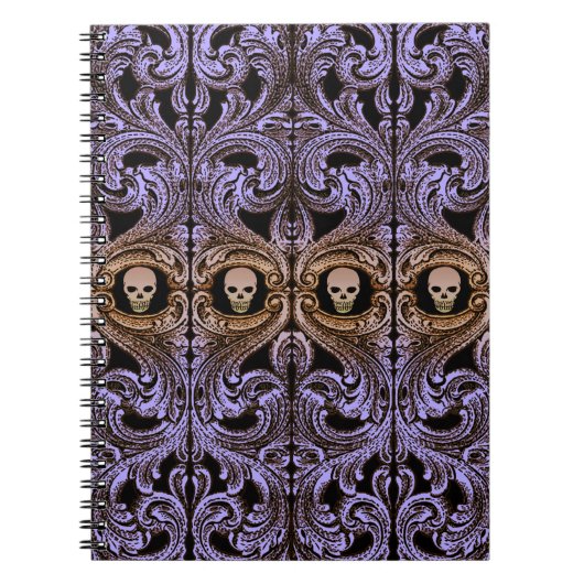 Goth Lila Ornament mit Skull Notizblock (Vorderseite)