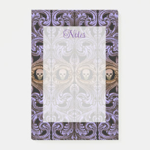 Goth Lila Ornament mit Skull Post-it Klebezettel