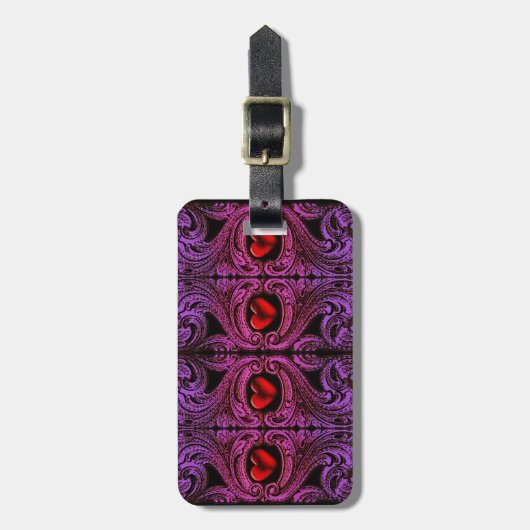 Goth Lila Ornament with Heart Gepäckanhänger (Vorderseite vertikal)