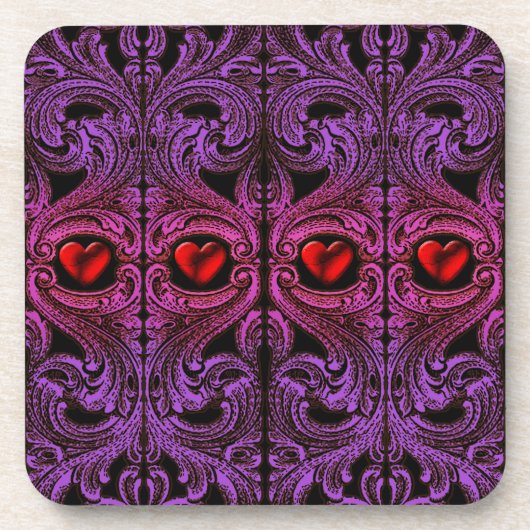 Goth Lila Ornament with Heart Getränkeuntersetzer (Vorderseite)