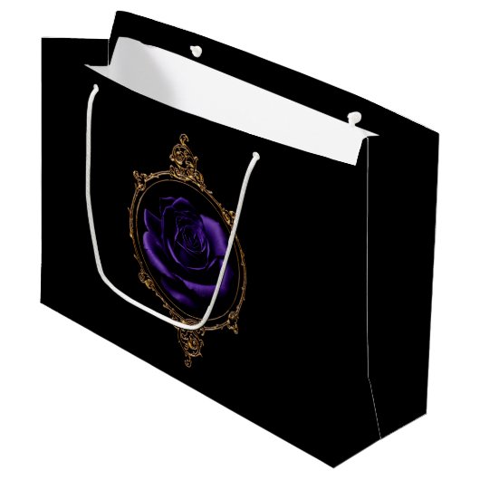 Goth Lila Rose Große Geschenktüte (Vorderseite Schrägansicht)