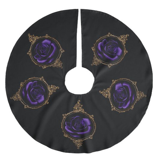 Goth Lila Rose Polyester Weihnachtsbaumdecke (Vorderseite)