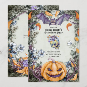 Goth Lila Skulls Halloween/Muertos Abschluss Einladung