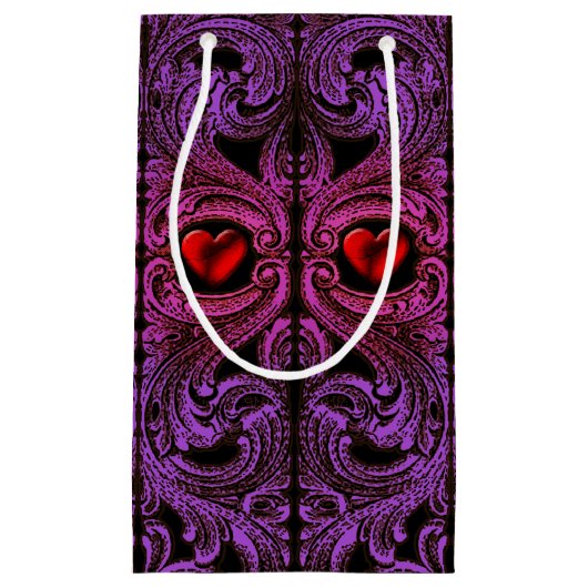 Goth lila Verzierung mit Herz-Geschenk-Tasche Kleine Geschenktüte (Vorderseite)