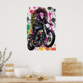 Goth Lion Biker Digital Art Poster (Küche)