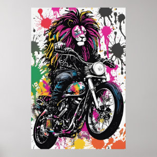 Goth-Löwe-Biker-Plakat - Dunkles Kunstwanddekorati Poster