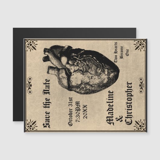 Goth Macabre Heart Gothic Save the Date Magnet (Vorne/Hinten)