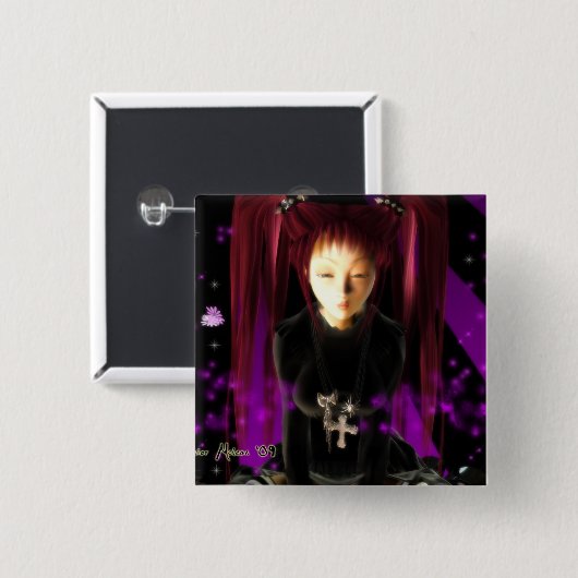 Goth Mädchen Button (Vorne & Hinten)